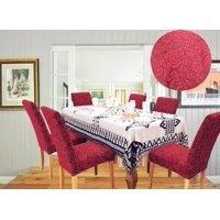 Genérico - Pack De 6 Fundas Cubre Sillas De Comedor Flores Burdeo