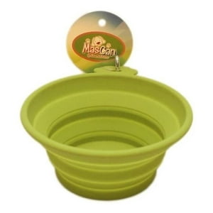 Plato Plegable Silicona Simple Verde Para Perro M Mascan Verde