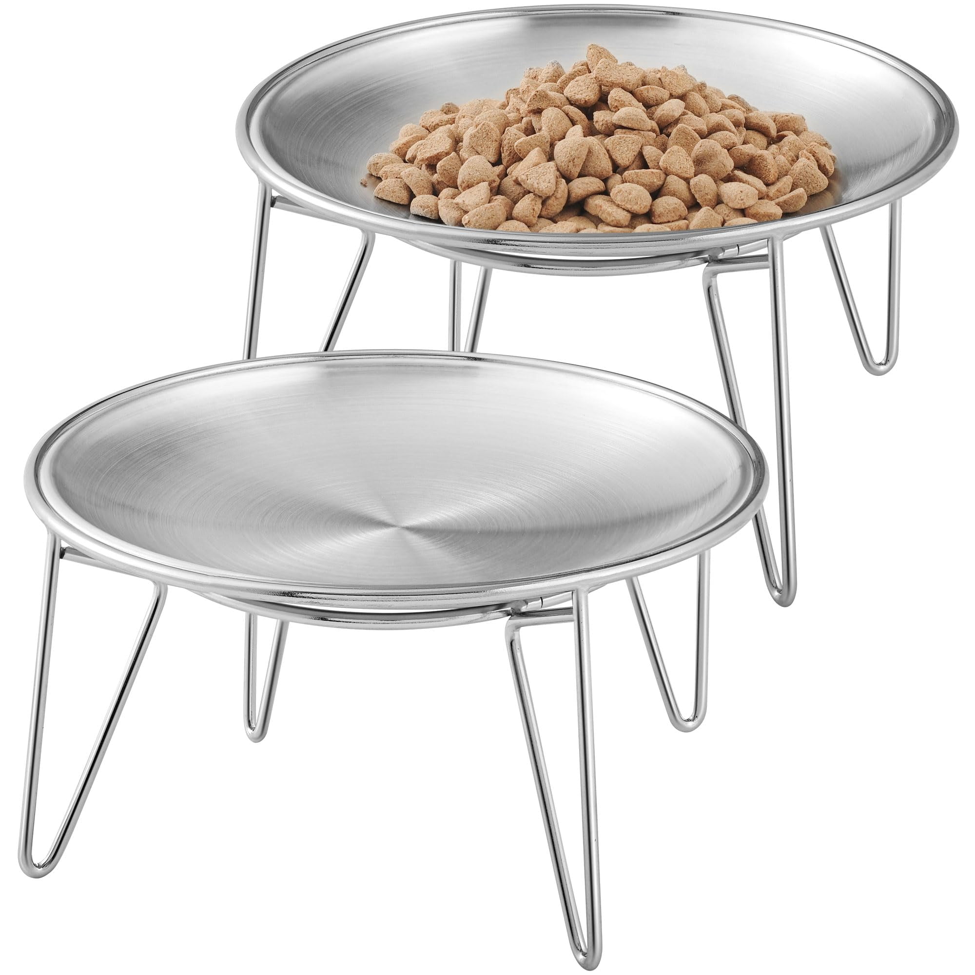 Cuencos De Comida Para Gatos Wellbro De Acero Inoxidable, 250 Ml (2 Platos)
