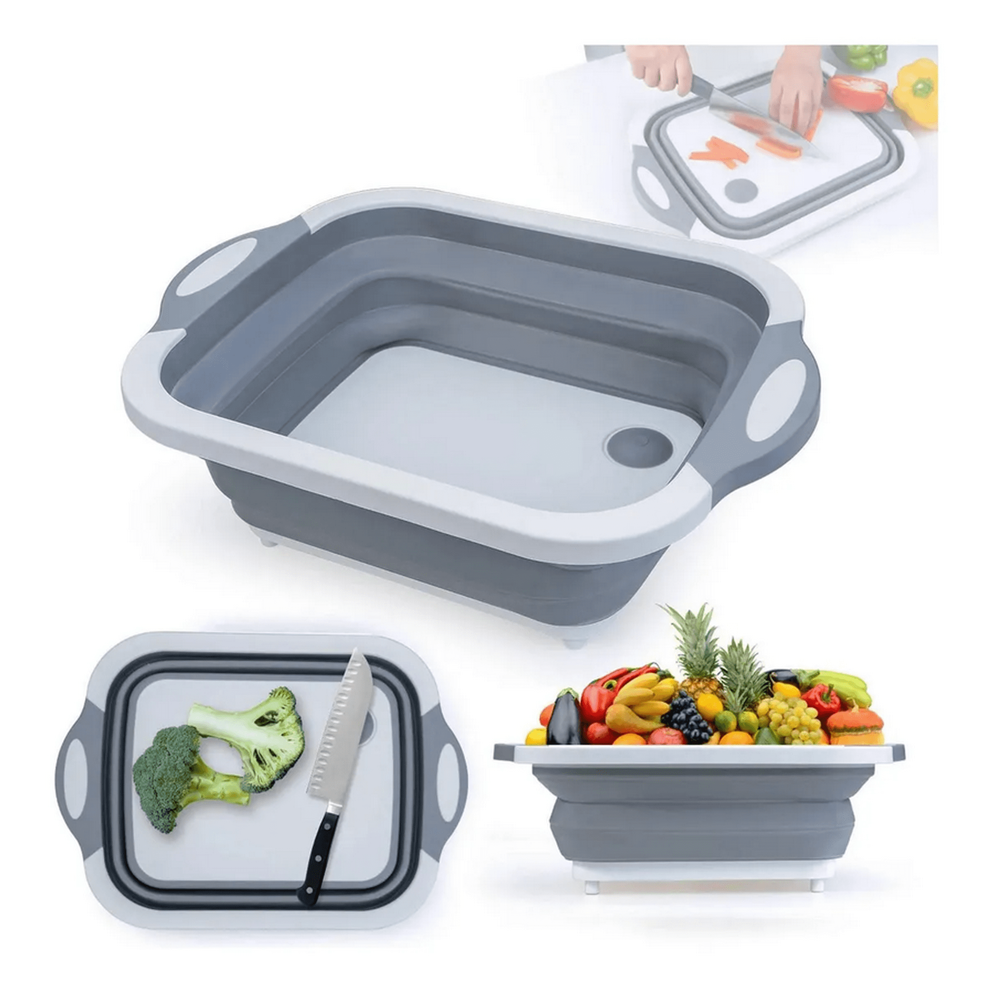 Genérico - Tabla De Cortar Plegable 2 En 1 Tabla De Corte Tabla Pegable Liso Gris