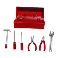 Magideal - Caja De Herramientas De Reparación En Miniatura, Muebles En Miniatura, Accesorios De Casa De Muñecas Simulados, Juguetes De Simulación, Mini Estuche D Estuche Rojo