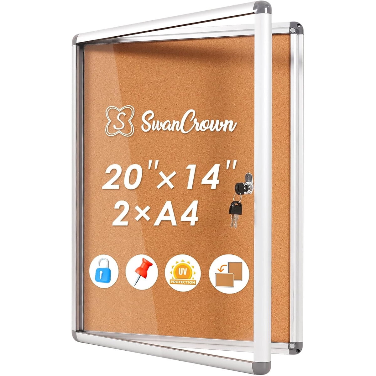 Tablero Corcho Swancrown 20x14 Cerrado Con Llave