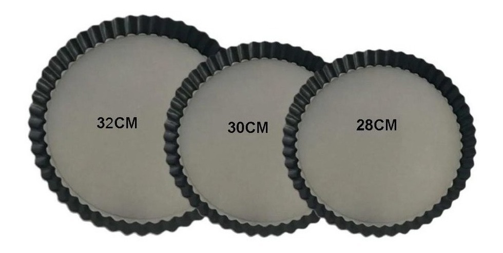 Genérico - Pack 3 Moldes Desmontables Kuchen Pie 28 30 32Cm Desmontable