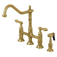 Grifo Kitchen Bridge Kingston Brass Heritage Con Pulverizador De Latón