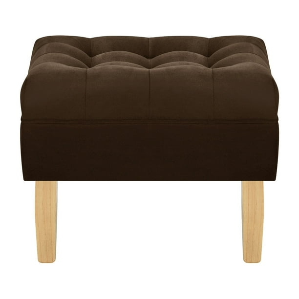 Pouf Wood 1c Felpa 05 Chocolate