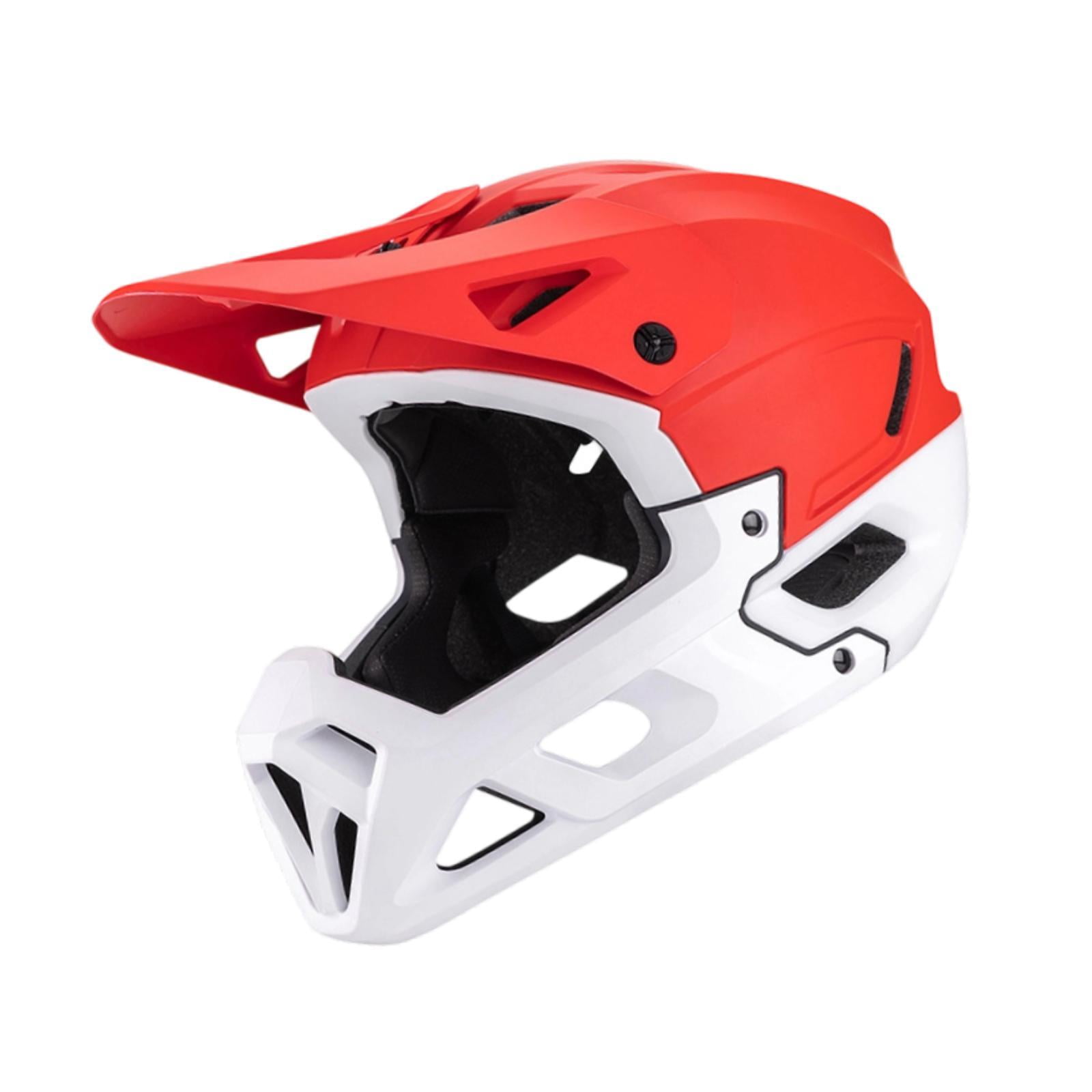 Magideal - Casco De Bicicleta De Montaña, Casco De Ciclismo Para Adultos, Cómodo Y Transpirable Con Mentonera Extraíble, Para Bicicleta De Montaña Y Carretera. Rojo Blanco