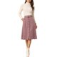 thumbnail image 2 of INSPIRE CHIC Falda Midi de Pana de Cintura Alta para Mujer, Línea A, con Botones al Frente, Plisada, con Cinturón y Bolsillos, Rosa M, 2 of 5