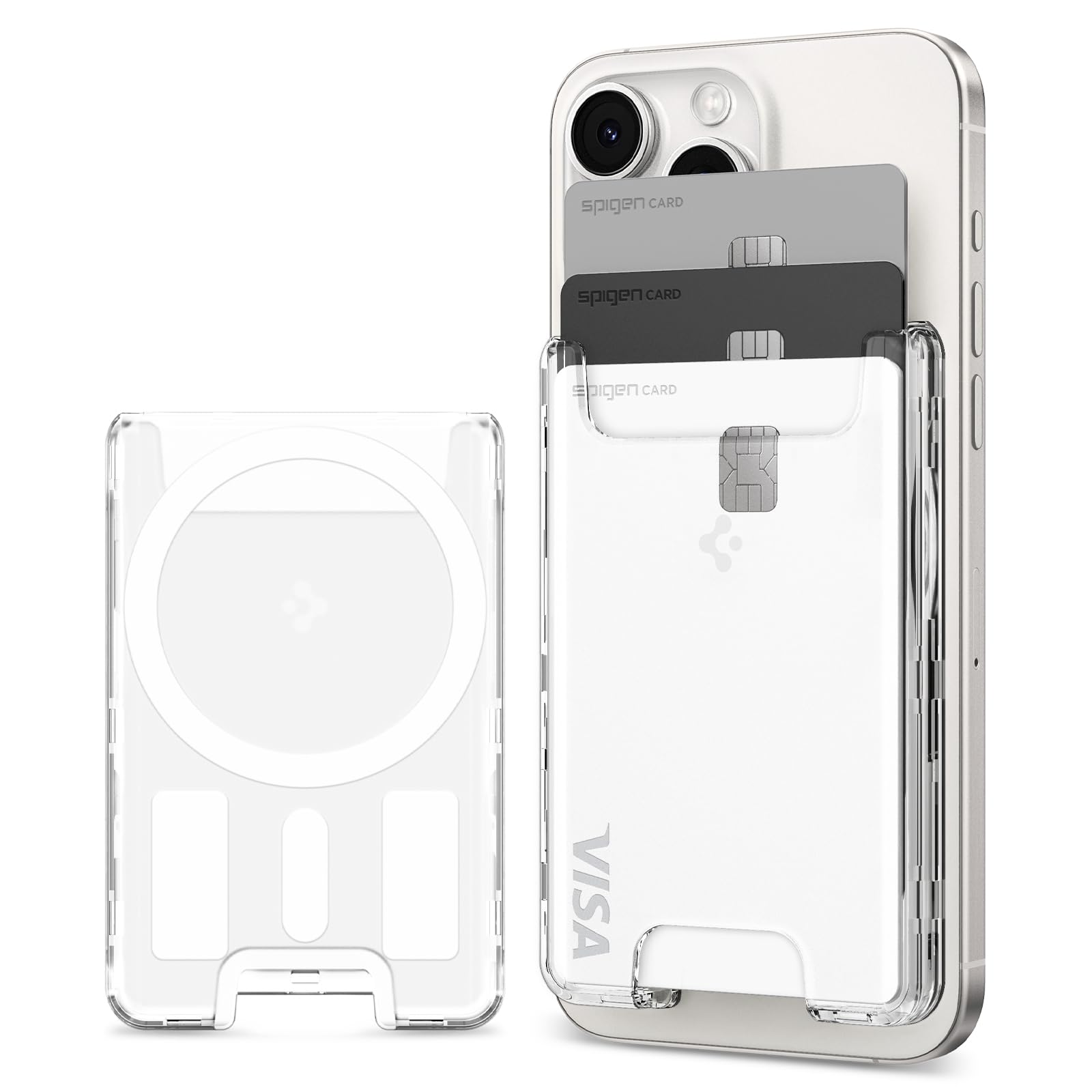 Tarjetero Magsafe De Spigen Para Iphone Y Pixel, Transparente
