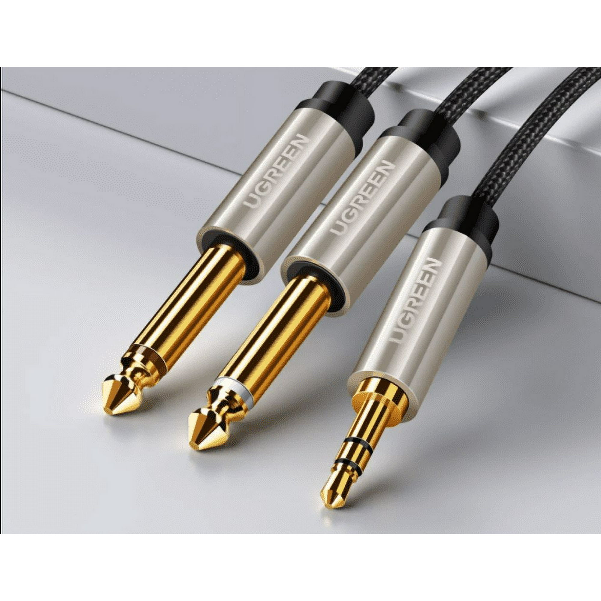 Cable De Audio Jack Estereo 3.5mm/2jack 6.3mm Mono 2m Gris Ugreen Av126