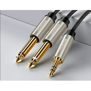 Cable De Audio Jack Estereo 3.5Mm/2Jack 6.3Mm Mono 2M Gris Ugreen Av126