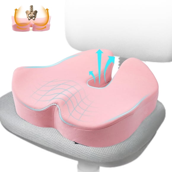 Cojín para asiento DAPOTUGI de espuma viscoelástica grande, rosa, 48 x 40 x 13 cm