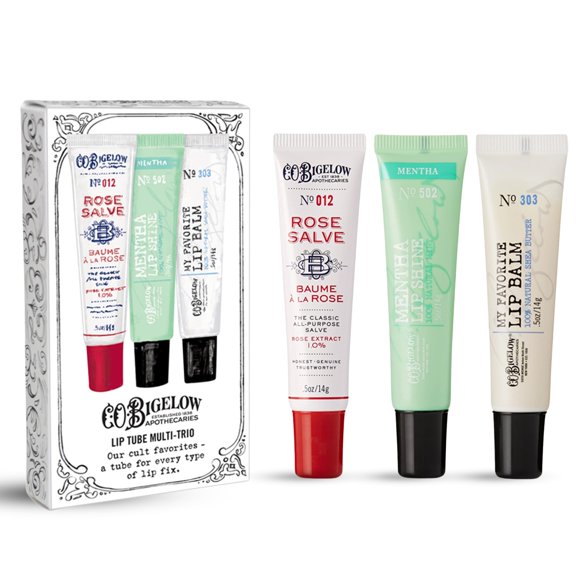 Set de bálsamo labial C.O. Bigelow Rose Salve, My Favorite & Mentha