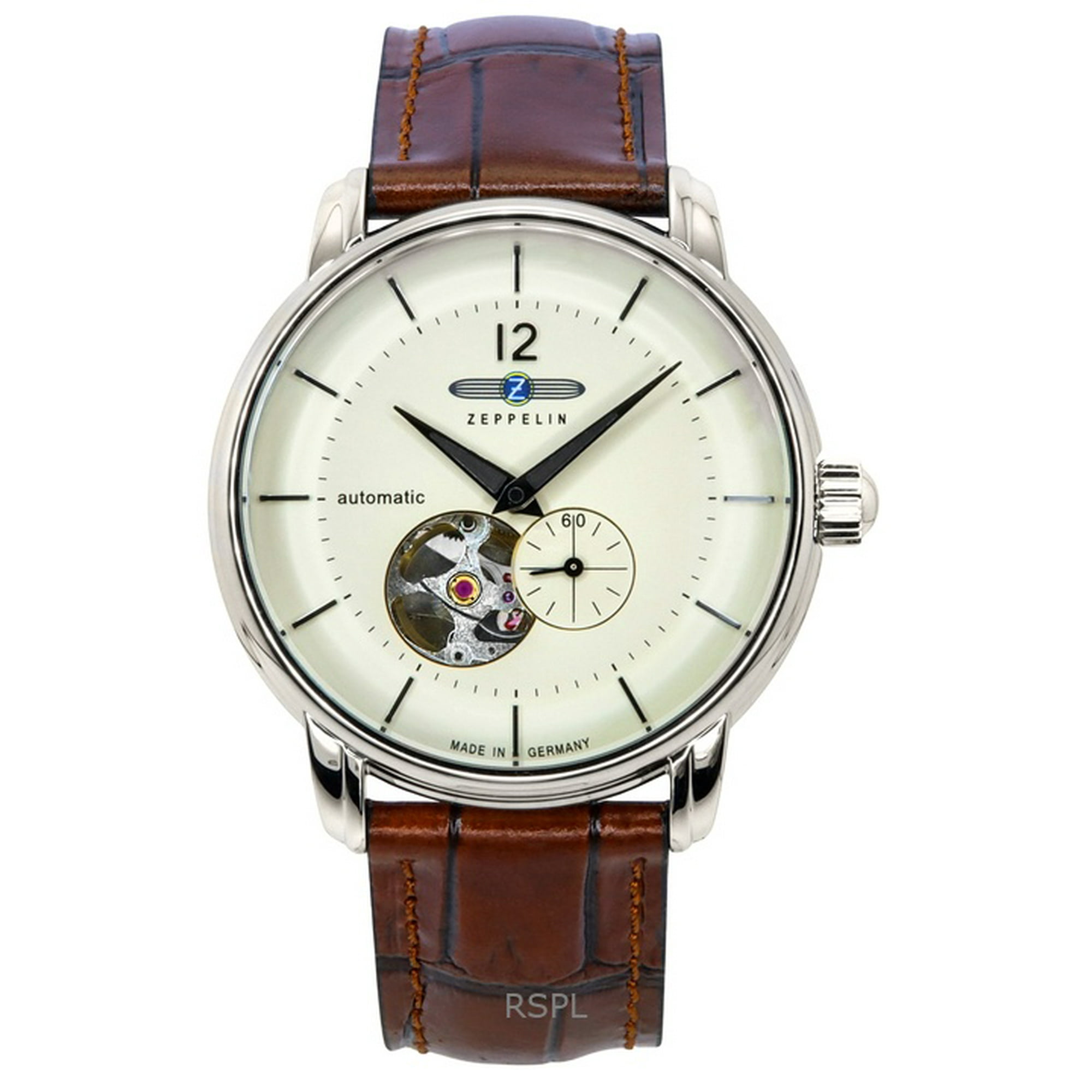 Zeppelin - Reloj Automático Para Hombre Lz-120 Bodensee Correa De Cuero Dial Open Heart Beige 81661