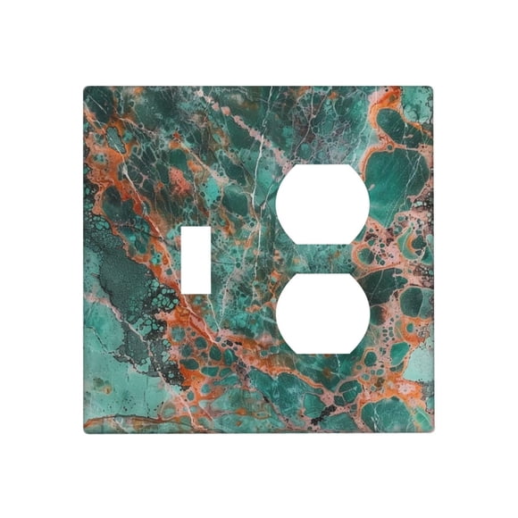 Cubierta decorativa para tomacorriente Oilbiexn, mármol verde esmeralda, 2 módulos