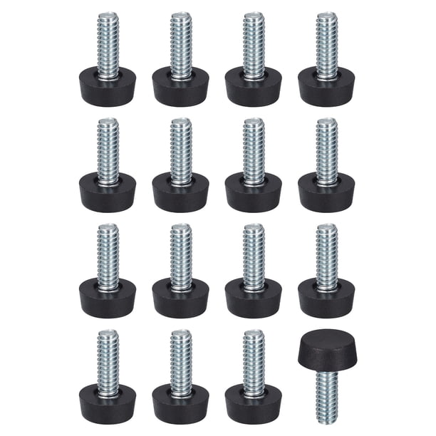Patas Ajustables para Muebles Uxcell, 24 Piezas 1/4"-20 UNC Rosca para Nivelación de Muebles Atornillables para Mesa, Sillas, Sofá, Armario Negro