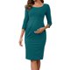 thumbnail image 1 of INSPIRE CHIC Vestidos de Maternidad Semi Formales para Mujeres Cuello Redondo Mangas 3/4 Oficina Cóctel Cremallera Trasera Vestido de Trabajo para Embarazo Grande Azul Pavo Real, 1 of 6