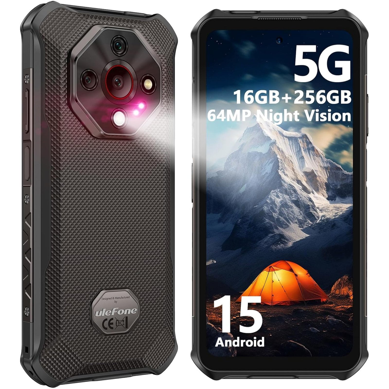 Celular Rugged Ulefone Armor X16 Pro - Batería De 10.360mah, Dualsim 5g, 16gb + 256gb, Linterna 133 Lúmenes, Cámara De Visión Nocturna, Carga Rápida De 33w