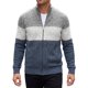 thumbnail image 1 of INSPIRE CHIC Chaquetas de Suéter para Hombre Cuello Alto Rayas en Contraste Chaqueta de Suéter M Gris Azul Marino, 1 of 6