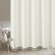 thumbnail image 2 of Cortina de ducha de tela pequeña de 36 x 72 pulgadas, color blanco, tamaño medio, estrecha, de algodón y lino, con borlas, para una decoración de baño rústica moderna y elegante., 2 of 5