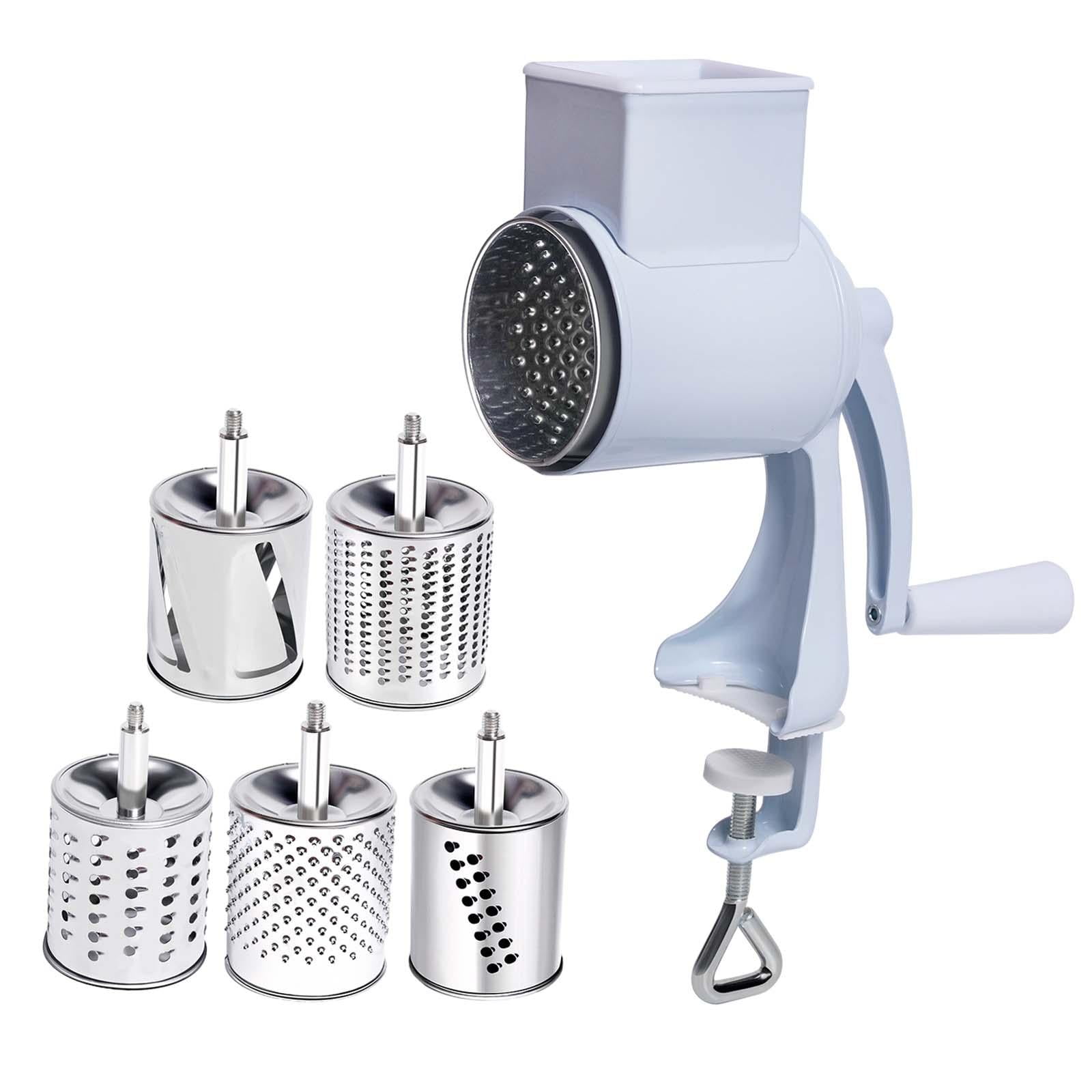 Magideal - Molinillo De Alimentos, Molino De Granos Manual, Molino De Maíz Multifunción Para El Hogar Con Abrazadera De Mesa, Fresadora De Manivela Para Nueces Y , Blanco 5 Hojas