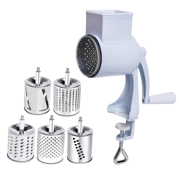 Molinillo de alimentos, molino de granos Manual, molino de maíz multifunción para el hogar con abrazadera de mesa, fresadora de manivela para nueces y , Blanco 5 hojas