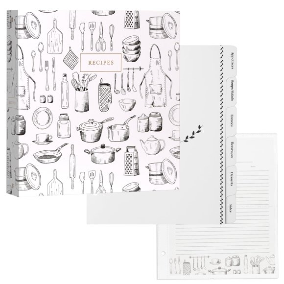 Carpeta de Recetas Jot & Mark 22 × 28 cm, 3 anillas, a prueba de derrames