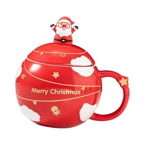 Magideal - Taza De Cerámica Navideña, Taza De Papá Noel, Taza Creativa De Té Con Leche, Linda Taza Navideña Para Vacaciones, Taza De Café De Cerámica Para Hombre Rojo