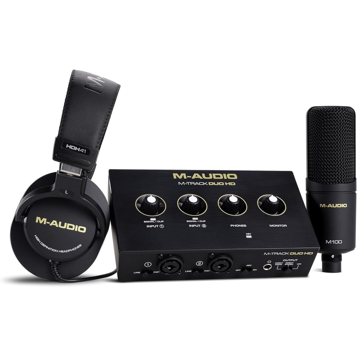 M-audio - Interfaz Maudio Mtrack Duo Hd Pack Micrófono M100 Auriculares Hdh41