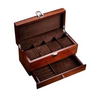 Ioensy - Caja De Reloj Contenedor De Madera Práctico Portátil Para Relojes De Pulsera Marrón Oscuro