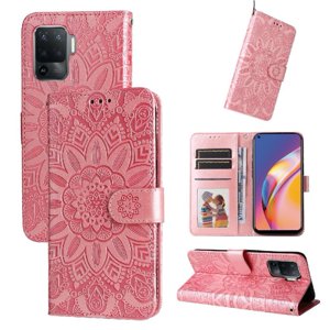 Funda Tipo Cartera Foxdock Para Oppo Reno 5F , Diseño Girasol En Relieve, Cuero Pu, Cierre Magnético, Soporte Y Tarjetero