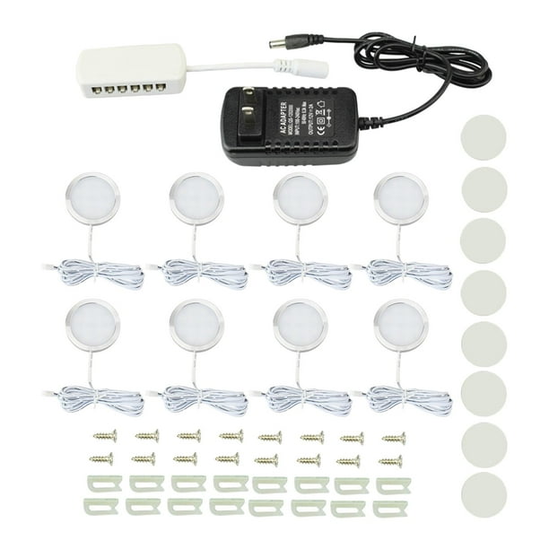 Kit de Iluminación LED Bajo Gabinete con Adaptador US, 8 en 1, Blanco Cálido