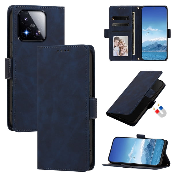 Funda Billetera Delgada para Xiaomi 17 Max con Ranuras y Soporte Azul oscuro