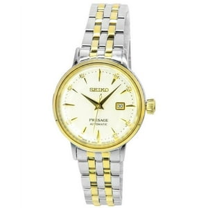 Seiko - Reloj Presage Cocktail Time White Lady Con Detalles De Diamantes Automático Esfera Dorada Sre010J1 Para Mujer