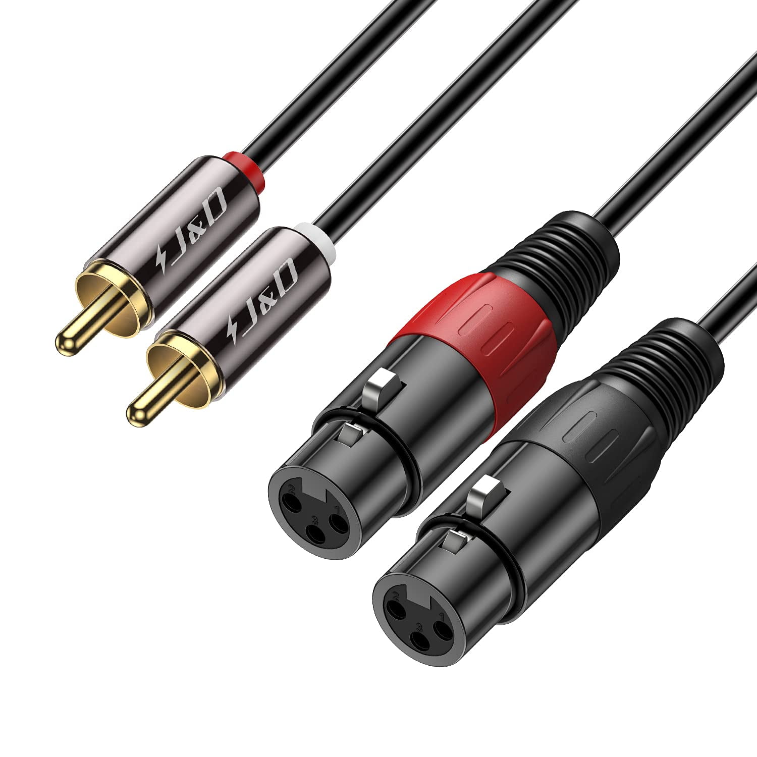 Cable De Audio J&d 2 Rca Macho A Doble Xlr Hembra De 1,8 M