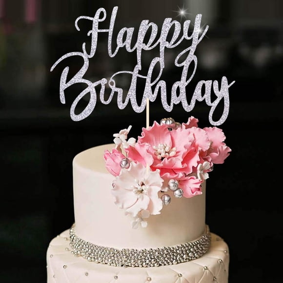 Cake Topper YUINYO Artesanal con Brillantina Plata 19x17 cm