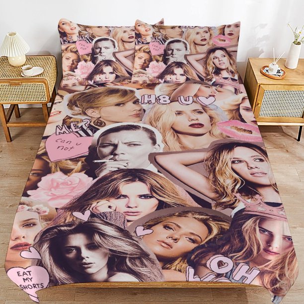 Scarlett Johansson Bedding Sets Ultra Soft Skin-Friendly Duvet Cover 3 Piece, Cute Comforter Cover Bed Set for Boys Girls Kids
