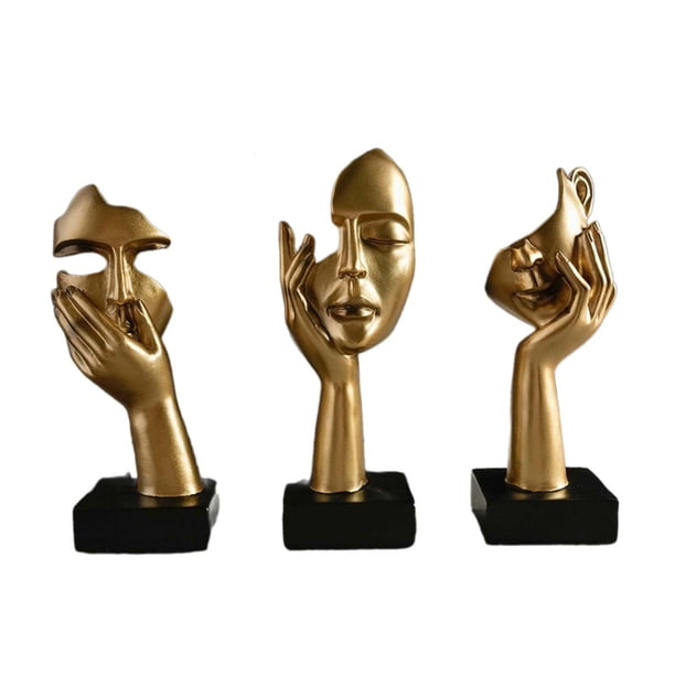 Estatuas De Pensador De Resina, Decoraciones De Mesa Para Estantería, Estante De Entrada Dorado, 3 Uds.