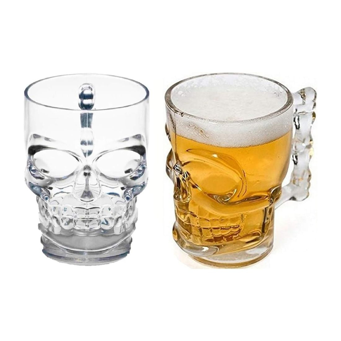 Chic Haus - Set De 2 Vasos Cerveceros Con Diseño De Calavera – Vidrio De Alta Calidad, 480cc, Elegante Y Resistente – Ideal Para Reuniones, Celebraciones Y Regalos Originales