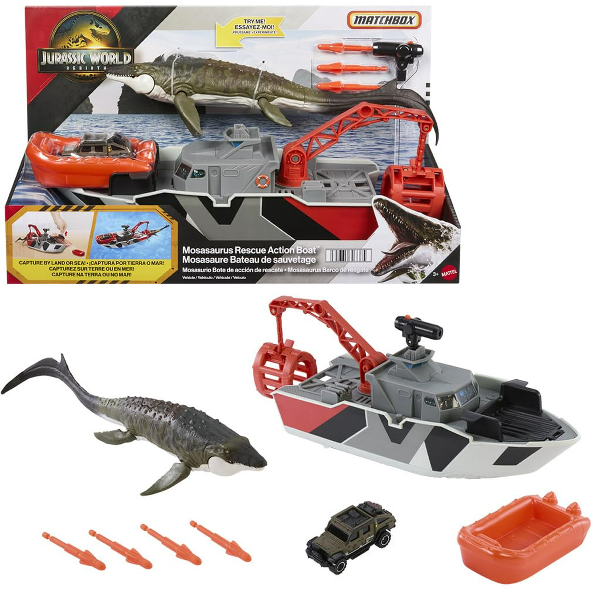 Juego De Coches De Juguete Matchbox Jurassic World Mosasaurus Rescue