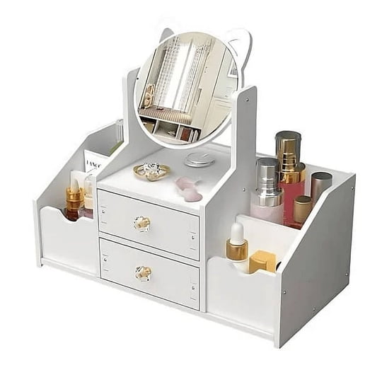 Leonimport - Cajón Con Espejo Y Repisa Organizadora De Joyero Cosméticos Blanco