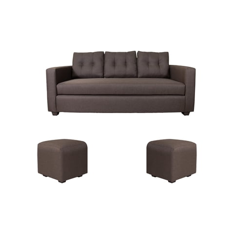 Muebles Zenith - Sofa 2 Pouf Polaris Tela Café