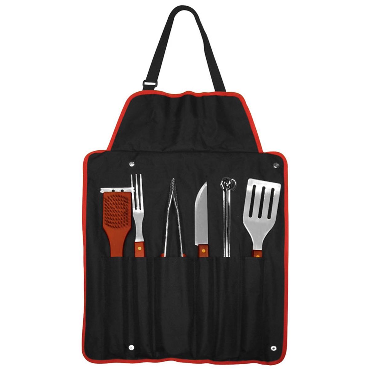 Importclick - Delantal Asado Parrilla Negro Con 9 Herramientas