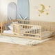 thumbnail image 2 of Twin Size Floor Bed with Slats, Montessori Floor Bed with Fence and Door, Kids Montessori Bed Twin Size, Wood Montessori Floor Bed for Kids, Girls, Boys,Oak., 2 of 3