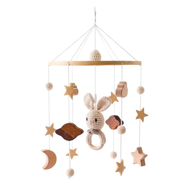 Juguete sensorial móvil Montessori para bebés, sonajeros móviles para recién nacidos para niños, decoración de guardería para bebés y niños pequeños Conejo