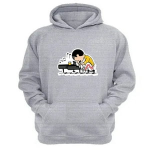 Genérico - Polerón Canguro Freddy Snoopy Gris Claro Talla L Unisex