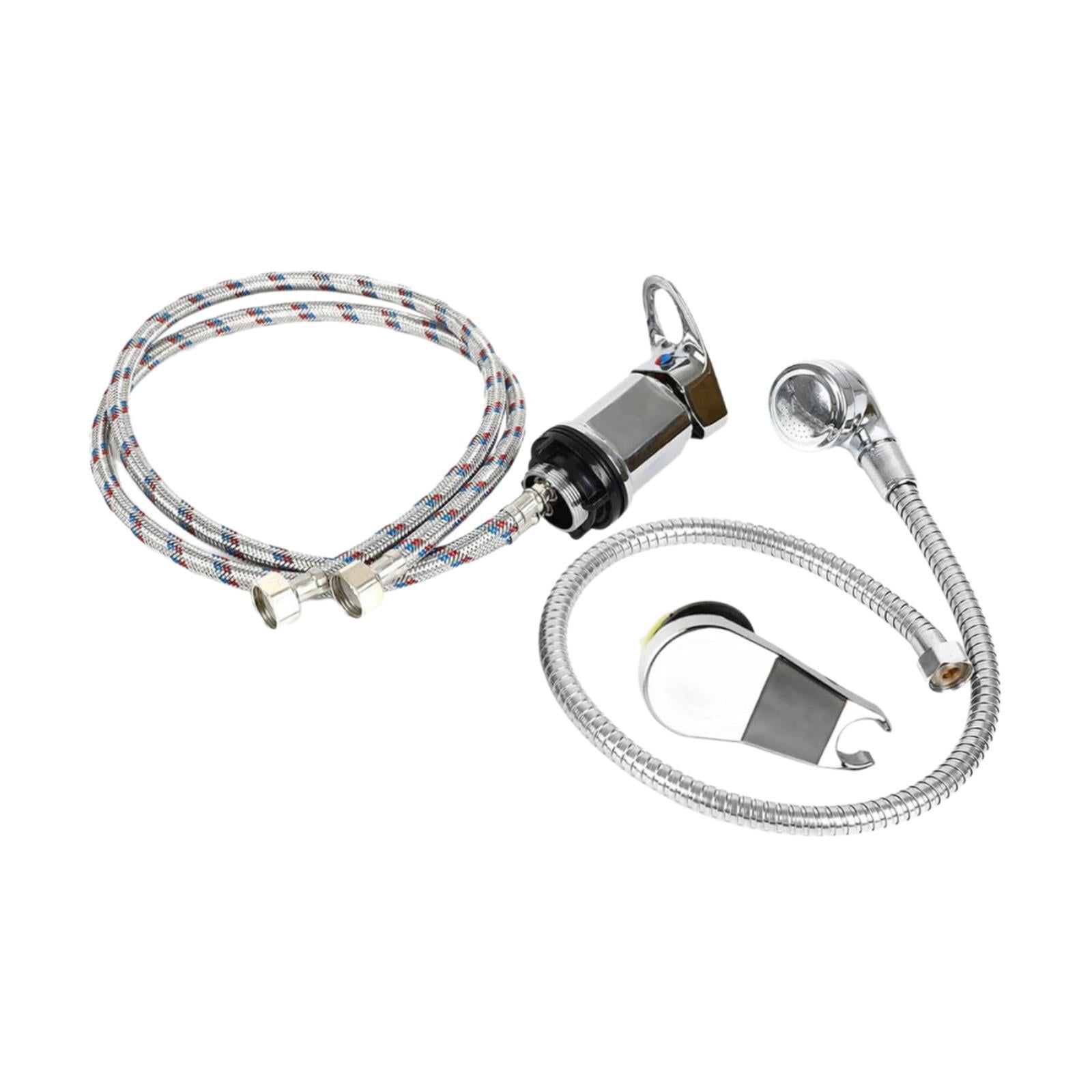 Magideal - Grifo Mezclador De Ducha Con Mangueras De Entrada Y Salida Grifo Mezclador De Peluquería Extraíble Juego De Ducha De Mano Para Autocaravana Lavabo De