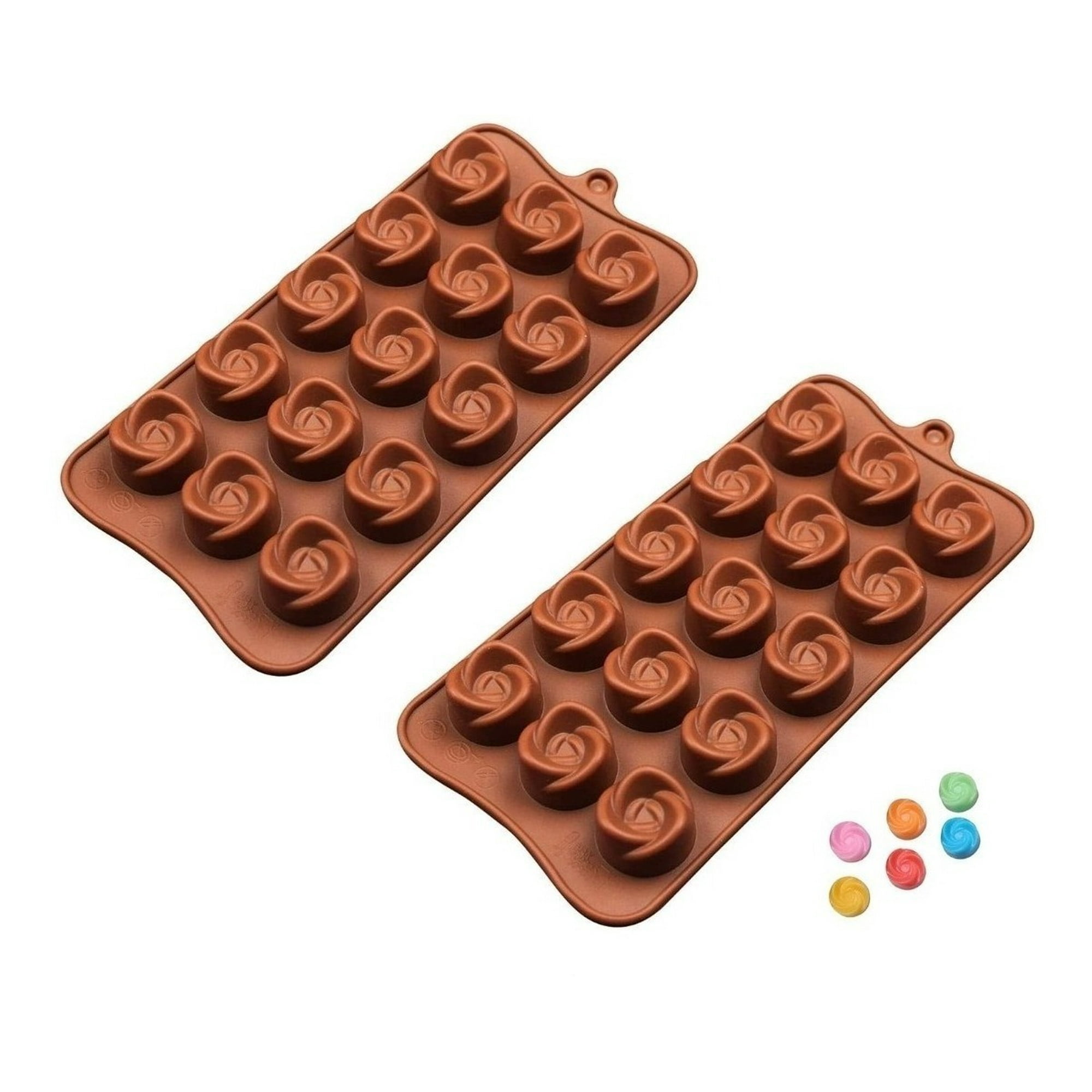 Genérico - 2 Moldes Para Chocolates Rosa Moldes Chocolate Rosa Silicona