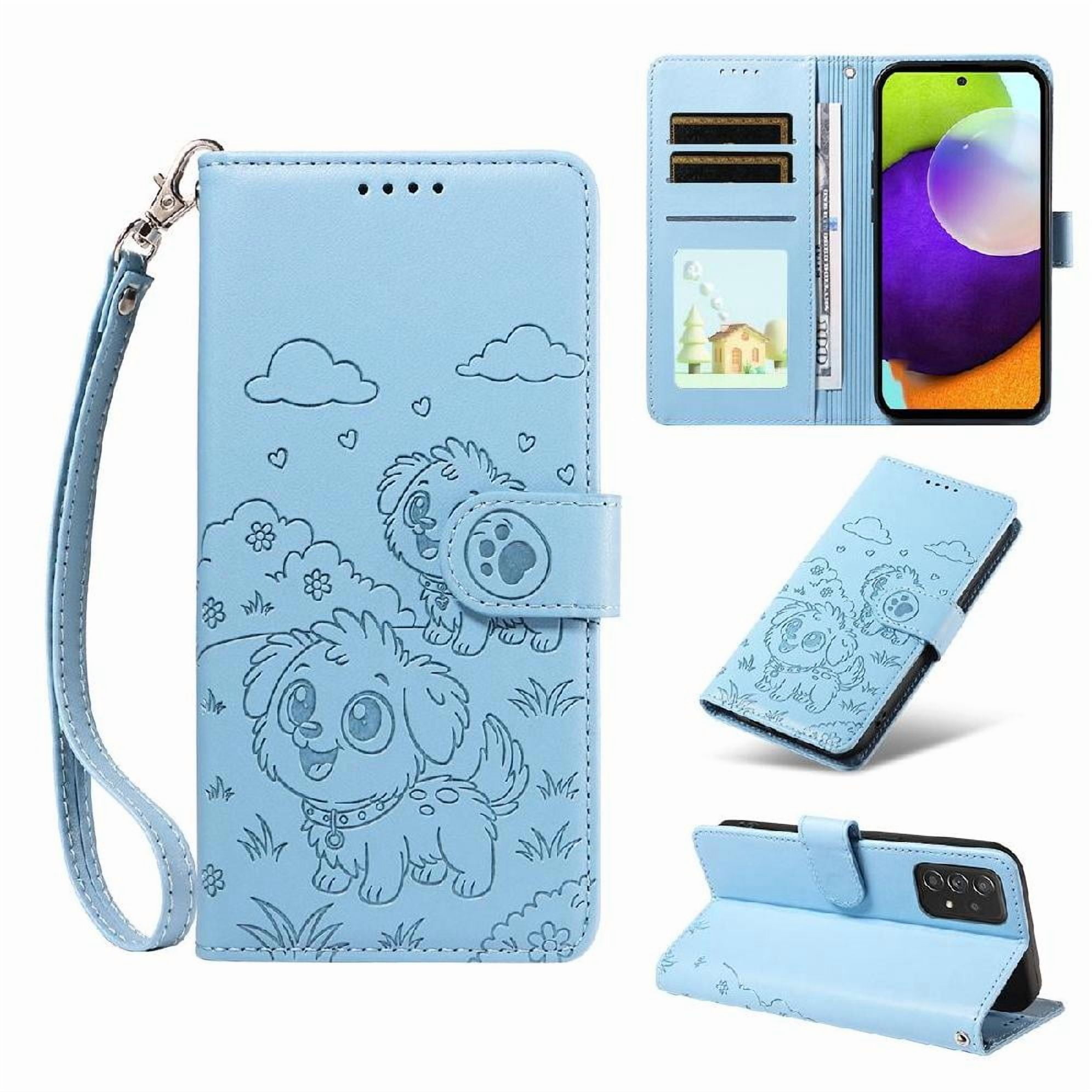 Funda Billetera Foxdock Compatible Con Samsung Galaxy A52/a52s, Diseño Perrito Tierno, Ranuras Para Tarjetas Y Soporte Plegable
