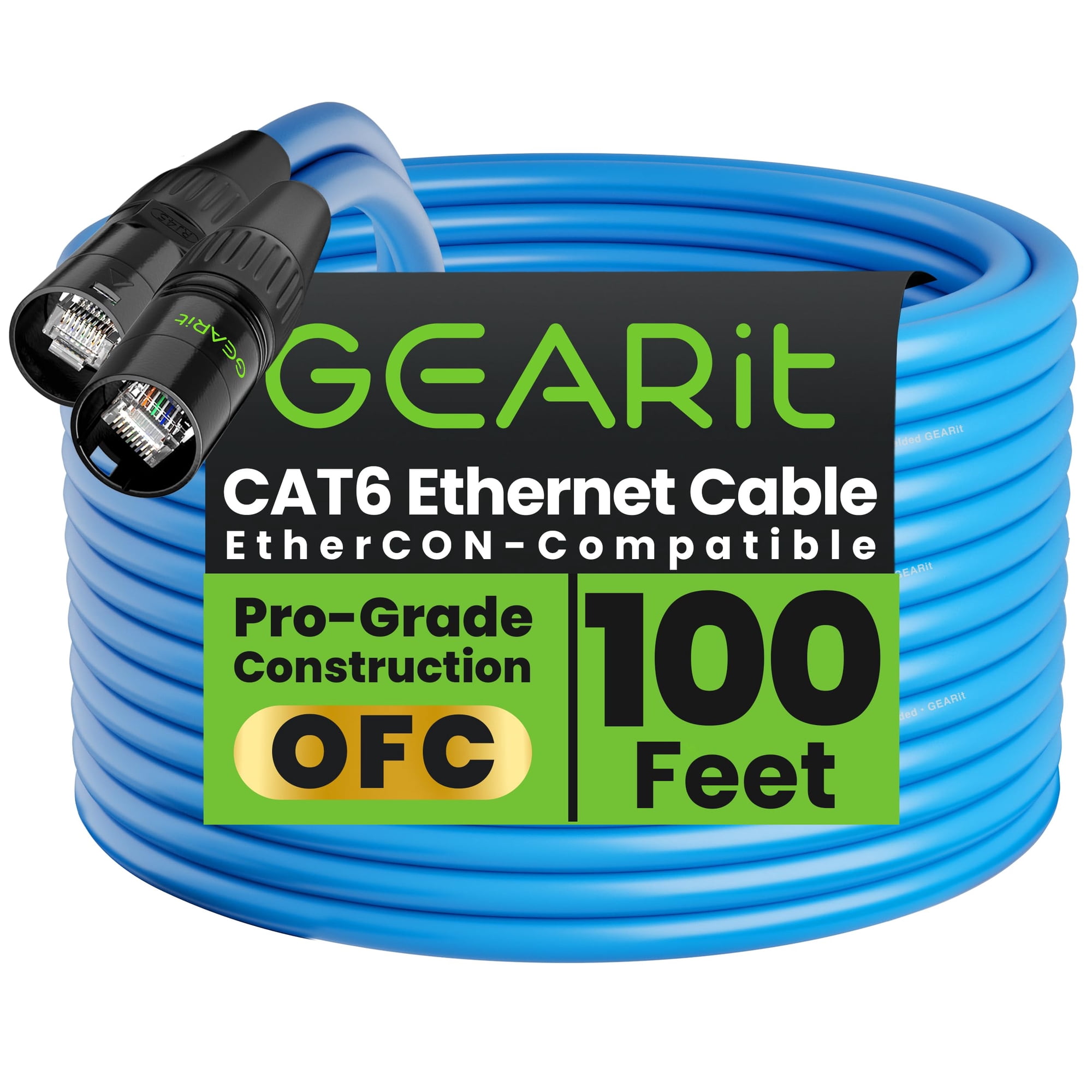 Cable Ethernet Gearit Blindado Cat6 Ethercon 30 M Azul