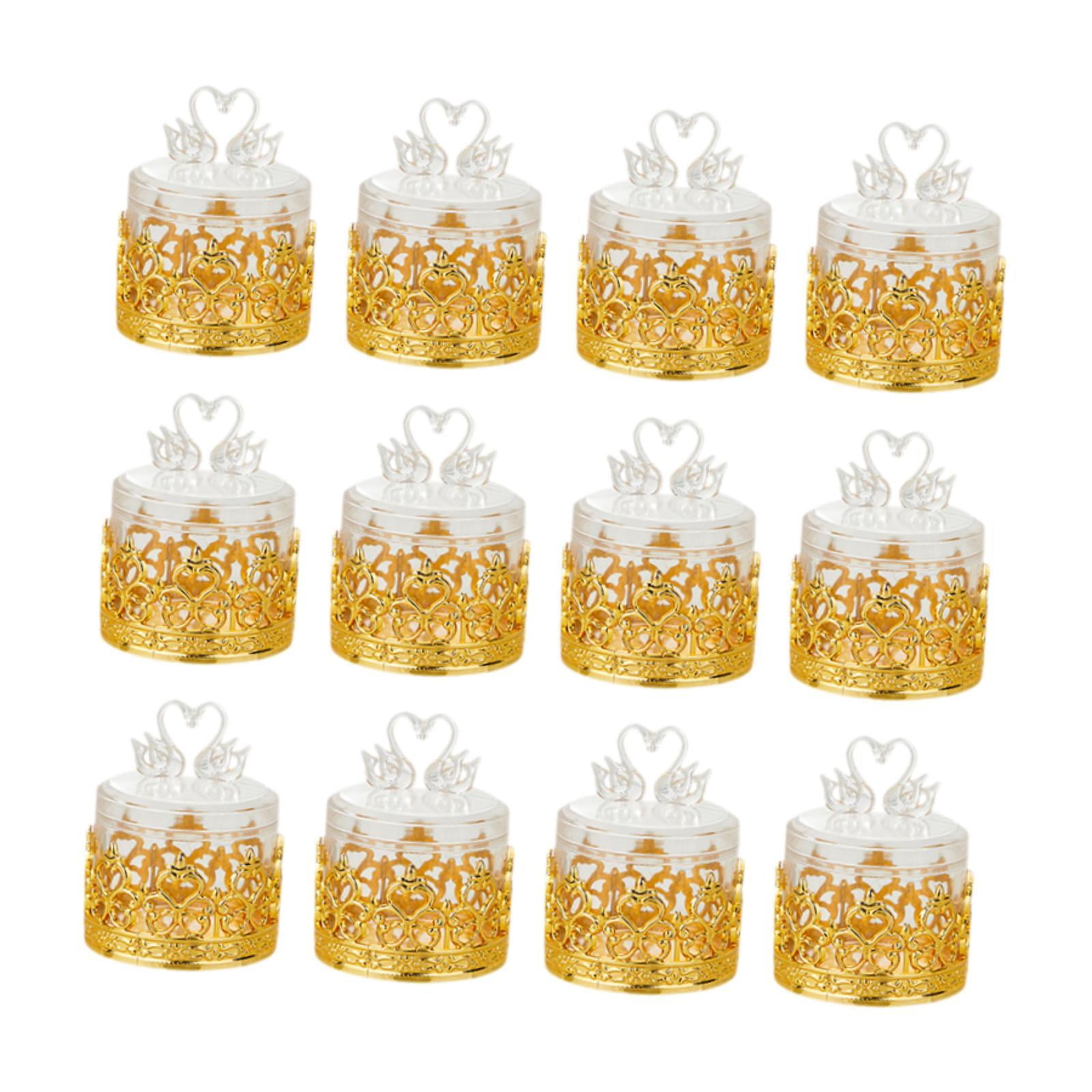 Bothyi - 12 Cajas De Almacenamiento De Dulces Para Centro De Mesa, San Valentín, Cumpleaños, Dorado Y Cisne